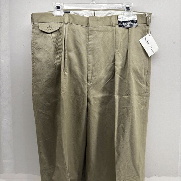 NWT Polo Ralph Lauren Stewart Pant Men 36 Brown Chino Trouser Cotton NOS VTG New - Picture 11 of 11